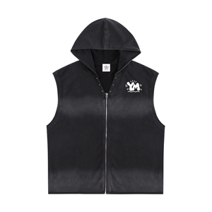 Vintage Washed Zip-Up Hooded Tank Top