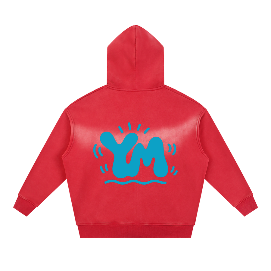 Sunfade Two-way Zipper Boxy Fleece Hoodie