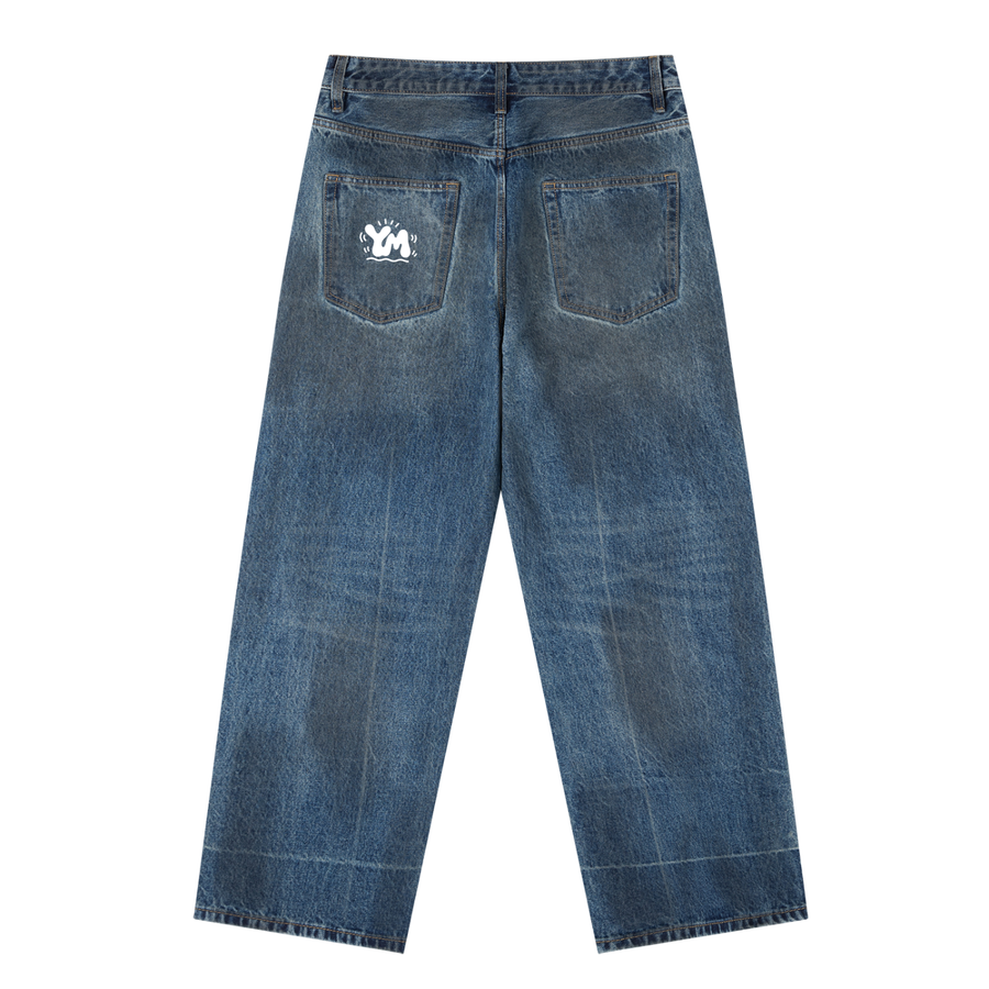 Vintage Wash Baggy Denim Jeans