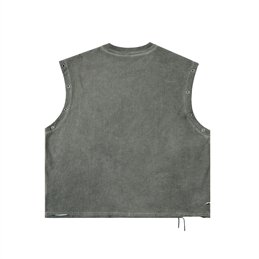 Distressed Grommet Eyelet Tank Top