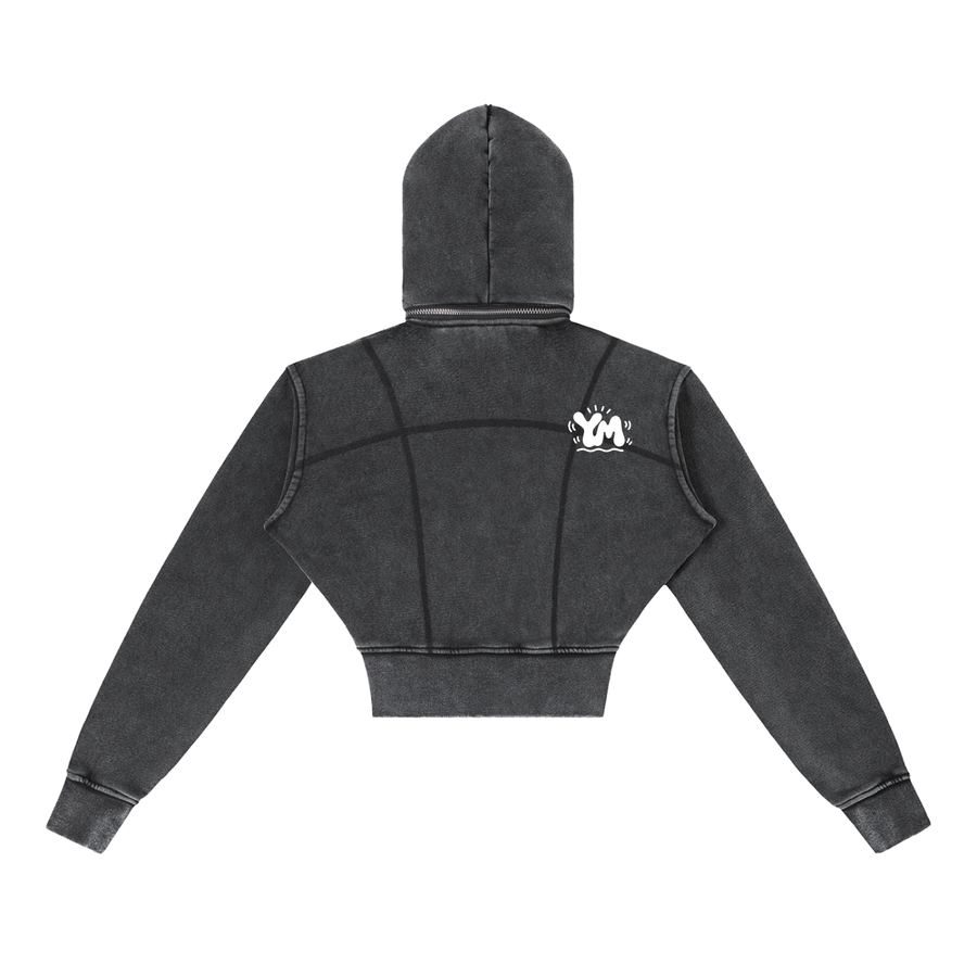 Vintage Washed Cropped Fleece Hoodie