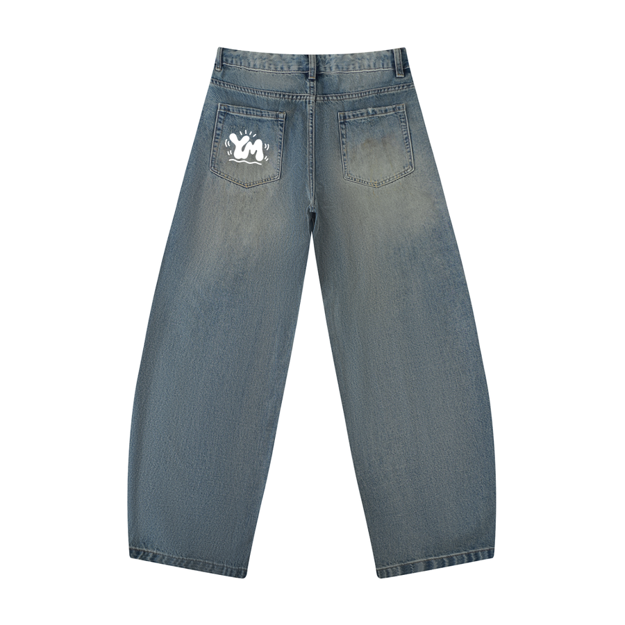 Men's Distressed Barrel Leg Jeans