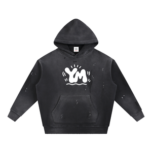 Vintage Washed Frayed Fleece Hoodie