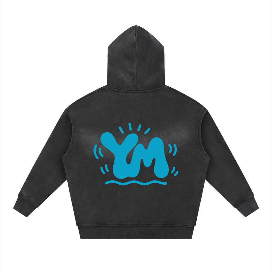 Sunfade Two-way Zipper Boxy Fleece Hoodie