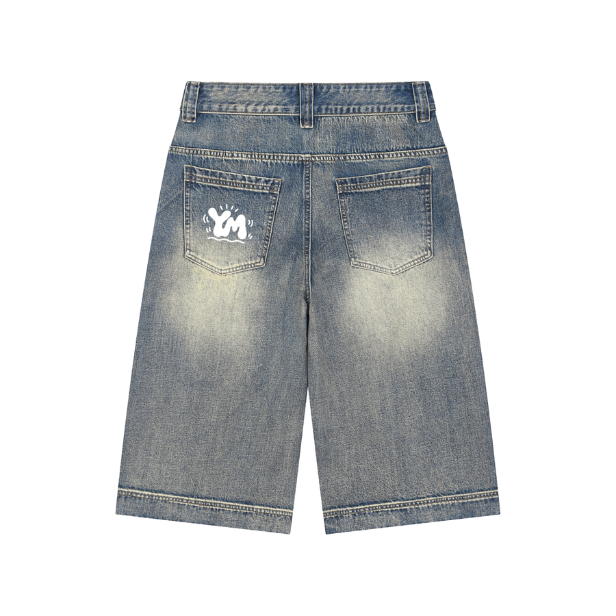 Vintage Wash Baggy Denim Shorts