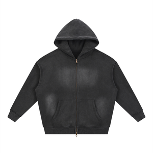 Sunfade Two-way Zipper Boxy Fleece Hoodie
