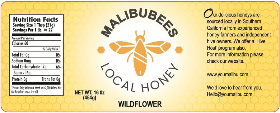 MalibuBees™ - Wildflower Honey - 16oz