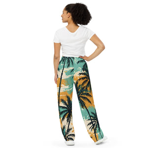 YouMalibu™ - Pastel Palm All-over print unisex wide-leg pants