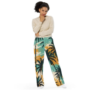 YouMalibu™ - Pastel Palm All-over print unisex wide-leg pants