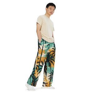 YouMalibu™ - Pastel Palm All-over print unisex wide-leg pants