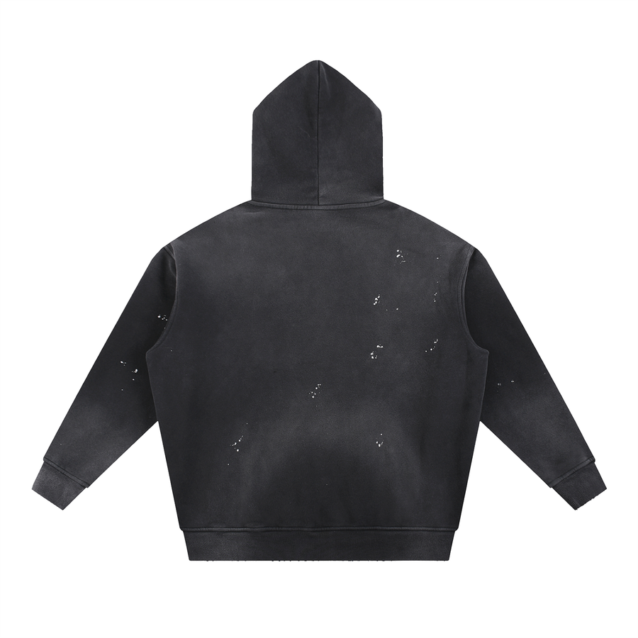 Vintage Washed Frayed Fleece Hoodie