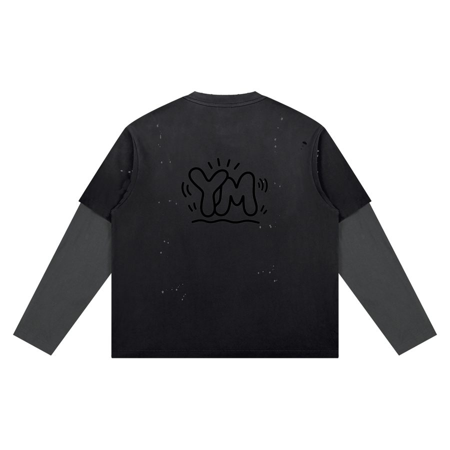YM - Unisex Vintage Wash Distressed Layer T-Shirt