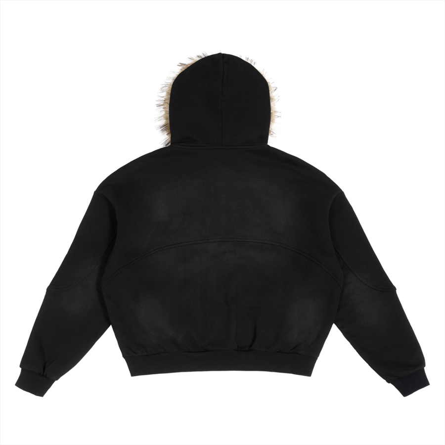 YouMalibu - Sun Fade Boxy Detachable Fur Hoodie