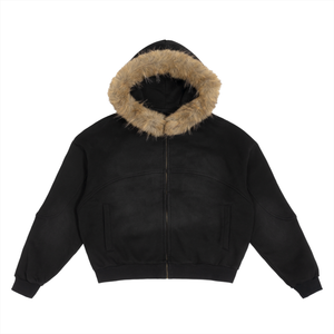 YouMalibu - Sun Fade Boxy Detachable Fur Hoodie