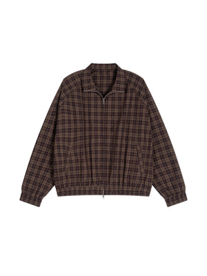 YM-Unisex Plaid Full-Zip Track Jacket